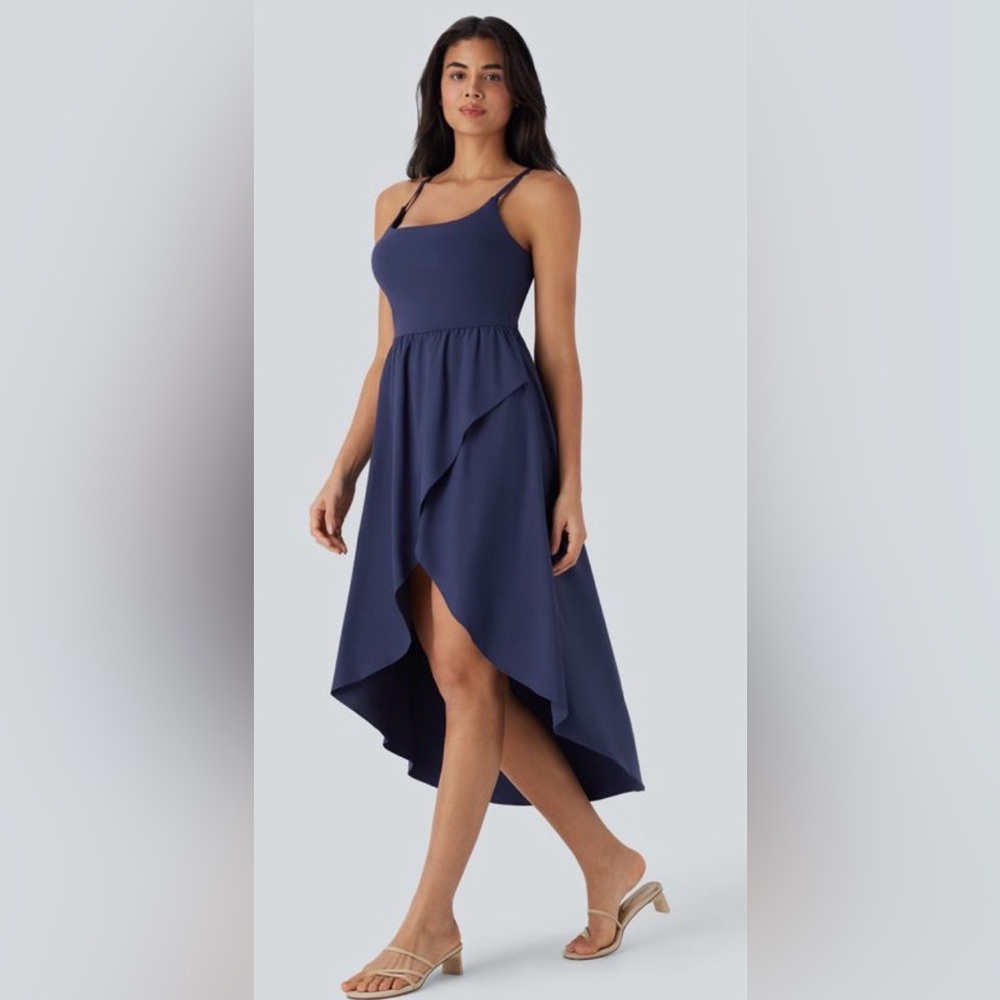 NWT Halara Breezeful High Low 2-Piece Flowy Midi Quick Dry Dress w/Shorts SMALL
